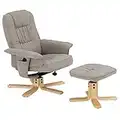 IDIMEX Fauteuil de Relaxation Charly avec Repose-Pieds Pouf, siège pivotant et Dossier inclinable, Assise rembourrée Confortable et Relax, revêtement en Tissu Gris