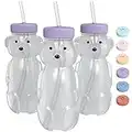 Honey Bear Straw Cup for Babies 3 pack; 8oz straw bear cup with improved safety lid design; honeybear baby cup straw; honey bear cup and honey bear bottle. Straw learning therapy cup(Unicorn- PURPLE)