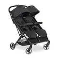 Hauck Double Pushchair Swift X Duo, Lightweigt, One Handed Folding, Fully Reclining, Extra Large Shopping Basket, Compact Fold, Diverse Sun Canopies Separately Available (Black)