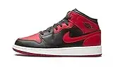 NIKE Air Jordan 1 Mid (GS), Zapatillas de bsquetbol, Black Gym Red White, 38 EU