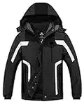 Wantdo Men's Waterproof Ski Jacket Warm Winter Snow Coat Windbreaker Black L