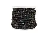 Cords Craft 3mm Braided Leather Cord for Jewelry Making, Round Bolo Braided Leather Cord, Wrap Bracelets, Necklaces, DIY Craft, Hobby Projects, Black Vintage, Roll of 5 Meters = 5.46 Yards