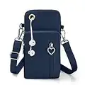 Aucuu Petit Sac Téléphone Portable Femme, Oxford Messenger en Tissu Brassard de Sport avec Bandoulière Réglable, Crossbody Pochette Sacoche Running Armbag pour 7''(avec Prise casque), #2 Bleu