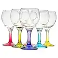 URBNLIVING Coral Misket Coloured Wine Cocktail Glasses 210cc/ml Set of 6 Gift Boxed