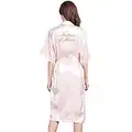 BOYANN Mère de la Mariée Robes de Chambre et Kimonos Longue Estampage à Chaud Satin, Rose Clair XL