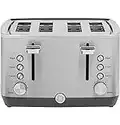 GE Stainless Steel Toaster | 4 Slice | Extra Wide Slots for Toasting Bagels, Breads, Waffles & More | 7 Shade Options for the Entire Household to Enjoy | Countertop Kitchen Essentials | 1500 Watts