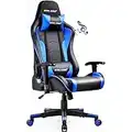 GTRACING Gaming Chair with Speakers Bluetooth Music Video Game Chair Audio Ergonomic Design Heavy Duty Office Computer Desk Chair（Blue）
