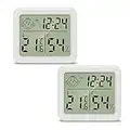 PAIRIER Digital Thermometer Hygrometer 2 Stück, Tragbares Thermometer Hygrometer Innen mit hohen Genauigkeit, LCD Bildschirm Raumthermomete, Geeignet für Gewächshaus, Heim und Büromessgeräte