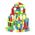 Melissa & Doug Wooden Building Set - 100 Blocks in 4 Colors and 9 Shapes