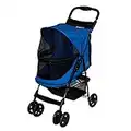 Pet Gear No-Zip Happy Trails Pet Stroller for Cats/Dogs, Zipperless Entry, Easy Fold with Removable Liner, Safety Tether, Storage Basket + Cup Holder, 3 Colors