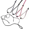 Pack of 4 Eco Leather Eyeglass Straps,Luxurious Adjustable Eyewear Retainers, Anti-slip Eyeglass Chains Lanyard, Sport Sunglass Retainer Holder Strap for Men and Women,with Free Gifts