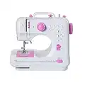 Sewing Machine Mini Portable Electric Portable Household Overlock 12 Built-in Stitches with Foot Pedal for Amateurs Beginners Embroidery Pink Safety