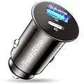 USB C Car Charger, 48W Fast Car Charger Cigarette Lighter Usb Charger TechRise USB Car Charger Adapter 12V USBC Socket for iPhone 14 13 12 Pro Max, Samsung PPS S23/22/21/20, iPad Car Phone Charger