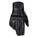 Jackets 4 Bikes Men's Motorcycle Gloves Premium Leather Street Protective Cruiser Gel Padded Driving Riding Biker Gloves Black L