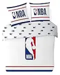 Sahinler - Housse de Couette NBA Logo 200x200 + 2 Taies d'oreiller 63x63cm - Parure De Lit 2 Personnes - Blanc - 100% Coton 2070210B