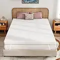 REGOSS Surmatelas en mousse à mémoire de forme en gel de 7,6 cm pour soulager la pression, surmatelas en mousse avec housse amovible en fibre de bambou et fermeture éclair pour lit double