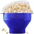 The Original Korcci Microwaveable Silicone Popcorn Popper, BPA Free Microwave Popcorn Popper, Collapsible Microwave Popcorn Maker Bowl, Dishwasher Safe - Blue