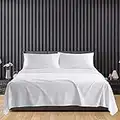 Sunshine Comforts Egyptian Cotton Flat Sheets Breathable, Anti Wrinkle, Shrink and Fade Resistant 200 Thread Count Bed Sheets Double Bedding & Linen- White Bedding Double 240 x 254cm Double Flat Sheet