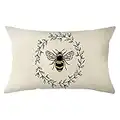 Ogiselestyle Bee Lumbar Pillow Covers, 12 x 20 Inch Farmhouse Spring Summer Cushion Case Decoration for Sofa Couch