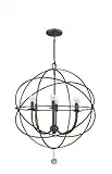 Crystorama Solaris 6 Light Bronze Sphere Chandelier - Ceiling Light Fixture - Chandeliers for Hallway, Living Room, Foyer, Farmhouse - Indoor Modern Chandelier and Flush Mount Light Fixture