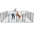 PawGiant Vallas para Perros, Parque para Perros Grandes con Puerta de Doble, Plegable Corralito para Perros, Durable Puerta para Mascotas de Metal para Exterior e Interior, 16 Paneles, 80 x 60 cm