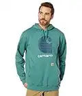 Carhartt Men's Rain Defender Loose Fit Midweight C Logo Graphic Sweatshirt, Slate Green Heather, Large