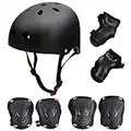 Skateboard/Skate Protection Set with Helmet-SymbolLife Helmet with 6pcs Elbow Knee Wrist Pads for Kids BMX/Skateboard/Cycling, for Head M (52-57cm) Black