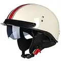 RMBDD Retro Motorrad Halbhelme Motorradhelm für Herren und Damen DOT/ECE-Zertifizierung Jethelm Mit Visier Halbschalenhelm Braincap für Bike Cruiser Chopper Moped Scooter Offenem Helm, XL(59~60cm)