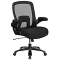 Flash Furniture Hercules Series Big and Tall Mesh Executive Swivel Chair with Fabric Padded Seat and Flip Up Arms, 500 -Pounds, Black