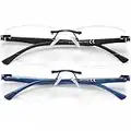 VVDQELLA Luz Azul Gafas de Lectura Bloqueo de la luz azul 2 PCS HD de una sola pieza contra los rayos UV y azul gafas de lectura de la computadora 2.5x