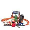 Hot Wheels Ataque de Gorila Tóxico - Taller de Reparación y Gasolinera - Lanzador Ajustable - Incluye Coche 1:64 - Regalo para Niños de 5+ Años, HBY95