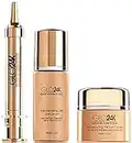 GLO24K UNLEASH THE POWER OF GOLD Complete Eye Care Set with our 24k Instant Facelift Cream, Eye Treatment Cream, and Eye Serum. Skin Serum Formulated to Treat the Delicate Skin around the Eyes