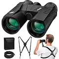 Uthlusty 12X42 HD Binoculars for Adults with Harness Strap, Professional High Powered Lightweight BAK4 Prism Binoculars with Large View for Bird Watching, Hunting, Travel, Hiking, Sports, Concerts