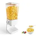 Drstarful Countertop Single Cereal Dispenser, 5.5Litre Large Dry Food Container Dispenser with Airtight Lid, Kids Friendly Candy Snack Dispenser for Oatmeal Candy Nuts Rice Storage, Easy to Use, White