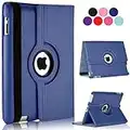 Vultic [Rotating] Case for iPad Air 2 (2014), 360 Degree Stand [Auto Sleep/Wake] Folio Leather Smart Cover (Navy Blue)