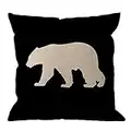 HGOD DESIGNS Bear Pillow Cover,Black Background Bear Throw Pillow Case Cotton Linen Square Cushion Cover Standard Pillowcase Home Decorative for Sofa Armchair Bedroom Livingroom 18 x 18 inch