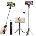 Selfie Stick Stativ, Selfie Stick Bluetooth Ausziehbarer Handy Stativ mit Fernbedienung - Facetime Foto Video Telefonständer für iPhone und Android Smartphone