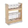 Rev-A-Shelf 448OXO-BCSC-8C 8 Inch Base Pullout Kitchen Cabinet Organizer with 7 Multi Sized OXO Storage Containers, Natural Maple Wood