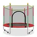 CHSCUNG TRAMPOLIN, CAMA ELÁSTICA, para niños, con red protectora de cierre deslizante, azul, rojo