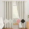 NICETOWN Natural 100% Blackout Linen Curtains 84 inch Long Burg for Living Room, Farmhouse Thick Completely Bedroom Thermal Insulated Drapes Window Treatment Panels (1 Pair, 52" Width Each Panel)