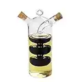 Yiyer 2-in-1 Oil & Vinegar Dispenser Cruet Bottle with Cork Stoppers, Clear Glass Kitchen Supplies, Gourd Shape