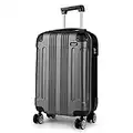 Kono ABS Bagage Cabine a Main 55x35x20cm Valise de Voyage Rigide Legere 4 roulettes (Gris)