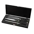 Professional Sabatier Carving Knife Set with Carving Fork and Sharpening Steel - 3 Piece Carving Set X50CrMov15 Stainless Steel Razor Shape Blade - Full Tang Riveted Handles - Wooden Boxed