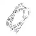 EAMTI Criss Cross Rings for Women 925 Sterling Silver Cubic Zirconia Wedding Band Size 8.5