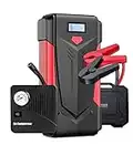 Car Jump Starter with Air Compressor, 12000mAh 800A Peak Battery Jump Starter Pack for Up to 6L Gas or 3L Diesel, Portable Power Bank Charger with LCD Display, Type-C Fast Charging, LED Light (Black)