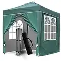 SANHENG Pop Up Gazebo, Pop Up Tent with Weights, Fully Waterproof, All Weather Gazebo ideal for Outdoor Party Camping (2x2m,Green)