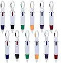 FANTESI 24 Pack Shuttle Pens, 4-in-1 Retractable Multicolor Pens Ballpoint Pens with Buckle Keychain on Top for Office School Supplies