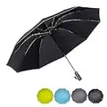 RUMBRELLA Large Reverse Umbrella, Black Upside Down Inverted Folding Umbrellas for Rain, 50 Inch Travel Umbrella with Safety Reflective Strip