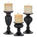 Sziqiqi Set di 3 Candelieri Candelabri Candelabro Portacandele in Nero Ferro per Soggiorno Tavolo da Pranzo Centrotavola Creativo, Nero