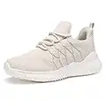 AKK Womens Sneakers Tennis Shoes - Comfort Lightweight Non Slip Athletic Shoes for Gym Running Work Casual, Beige, 10